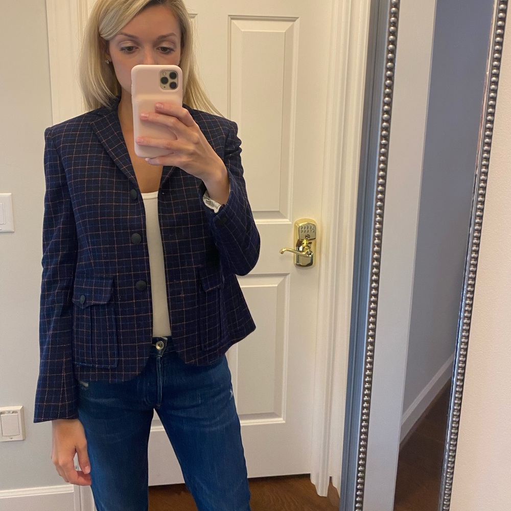 Rag & Bone Blue Plaid Blazer